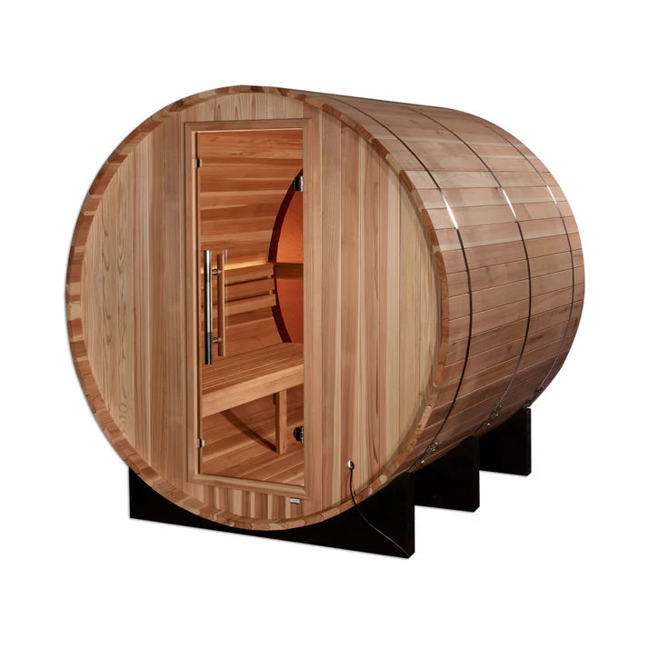 Zurich 4 Person Barrel with Bronze Privacy View Traditional Sauna